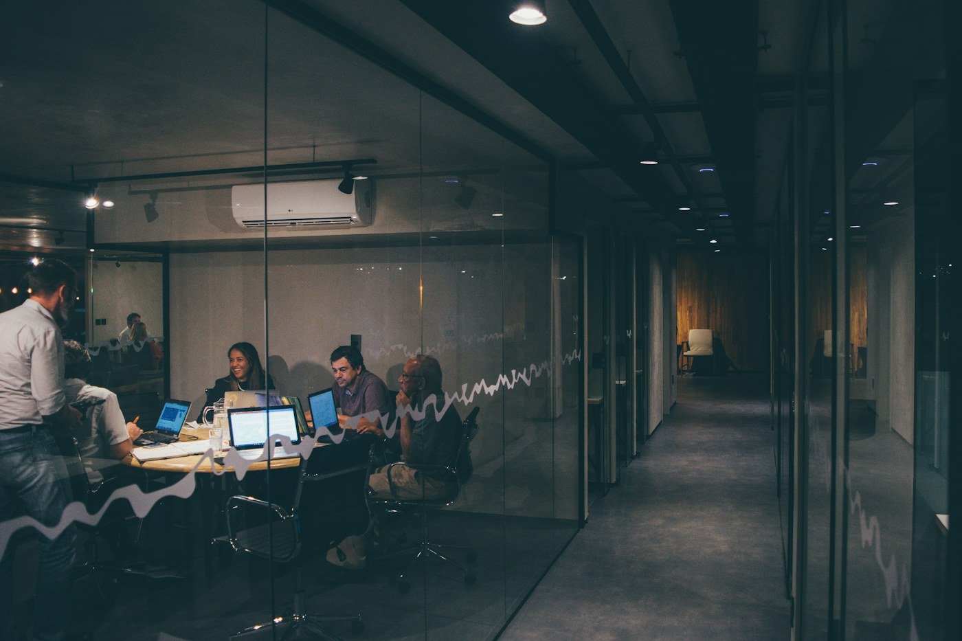 Colleagues collaborating in a bright office